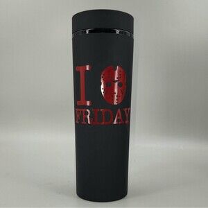 Black and Red I love Friday Jason Skinny Tumbler 20oz‎ Cold Travel Cup